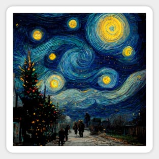 When christmas meets starry nights - conceptual art Sticker